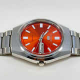 Seiko 5 Automatic – Orange Sunburst Dial Vintage Style Day-Date Men’s Watch.