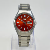 Seiko 5 Automatic – Orange Sunburst Dial Vintage Style Day-Date Men’s Watch.
