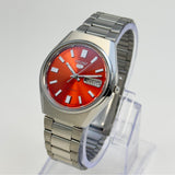 Seiko 5 Automatic – Orange Sunburst Dial Vintage Style Day-Date Men’s Watch.